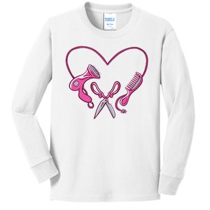 Hairdresser Heart Tools Kids Long Sleeve Shirt