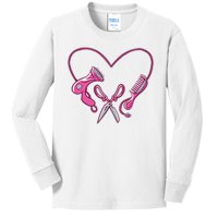 Hairdresser Heart Tools Kids Long Sleeve Shirt