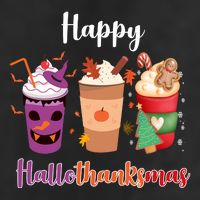 Happy Halloween Thanksgiving Christmas Coffee Lover 7 Panel Mesh Trucker Snapback Hat