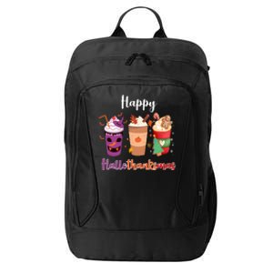 Happy Halloween Thanksgiving Christmas Coffee Lover City Backpack