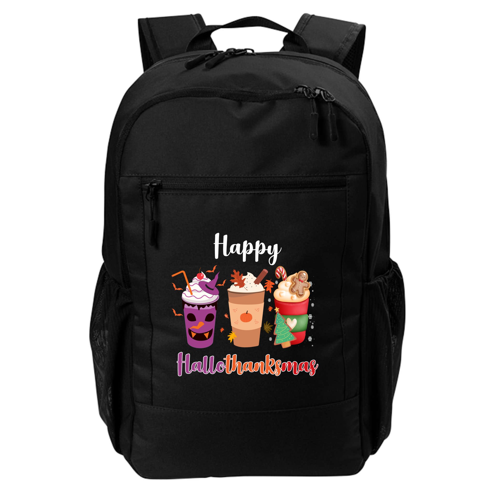 Happy Halloween Thanksgiving Christmas Coffee Lover Backpack
