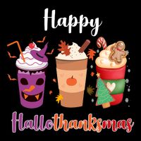 Happy Halloween Thanksgiving Christmas Coffee Lover Zip Tote Bag