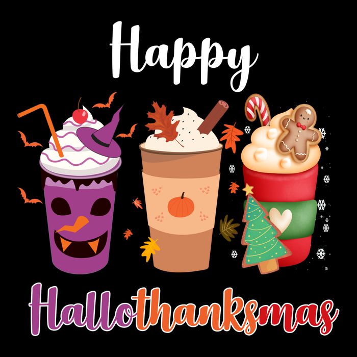 Happy Halloween Thanksgiving Christmas Coffee Lover Zip Tote Bag