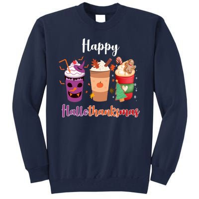 Happy Halloween Thanksgiving Christmas Coffee Lover Tall Sweatshirt