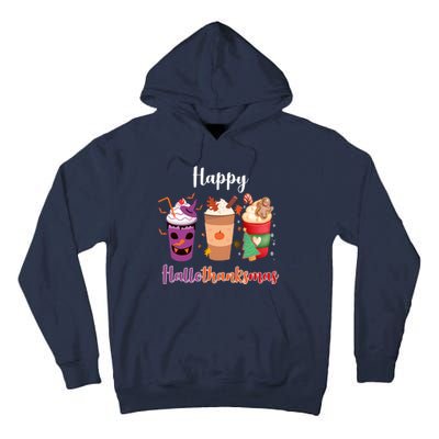 Happy Halloween Thanksgiving Christmas Coffee Lover Tall Hoodie