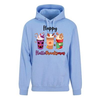 Happy Halloween Thanksgiving Christmas Coffee Lover Unisex Surf Hoodie