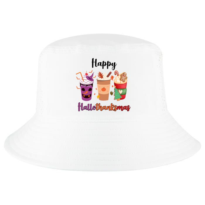 Happy Halloween Thanksgiving Christmas Coffee Lover Cool Comfort Performance Bucket Hat