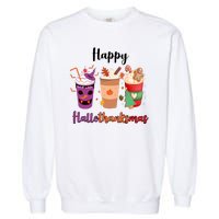 Happy Halloween Thanksgiving Christmas Coffee Lover Garment-Dyed Sweatshirt