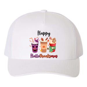 Happy Halloween Thanksgiving Christmas Coffee Lover Yupoong Adult 5-Panel Trucker Hat