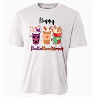 Happy Halloween Thanksgiving Christmas Coffee Lover Cooling Performance Crew T-Shirt