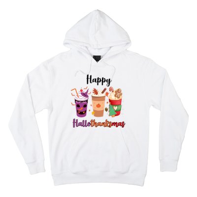 Happy Halloween Thanksgiving Christmas Coffee Lover Hoodie