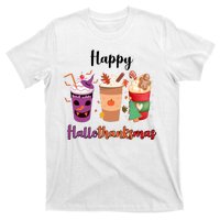 Happy Halloween Thanksgiving Christmas Coffee Lover T-Shirt