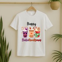 Happy Halloween Thanksgiving Christmas Coffee Lover T-Shirt