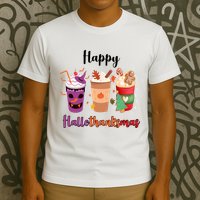 Happy Halloween Thanksgiving Christmas Coffee Lover T-Shirt