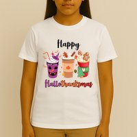 Happy Halloween Thanksgiving Christmas Coffee Lover T-Shirt