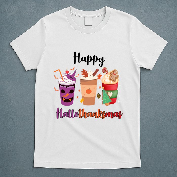 Happy Halloween Thanksgiving Christmas Coffee Lover T-Shirt