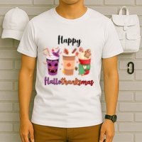 Happy Halloween Thanksgiving Christmas Coffee Lover T-Shirt