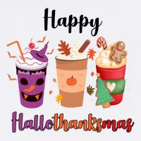 Happy Halloween Thanksgiving Christmas Coffee Lover T-Shirt