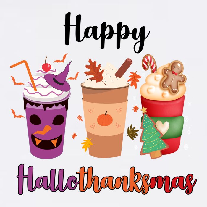 Happy Halloween Thanksgiving Christmas Coffee Lover T-Shirt