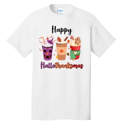 Happy Halloween Thanksgiving Christmas Coffee Lover Tall T-Shirt