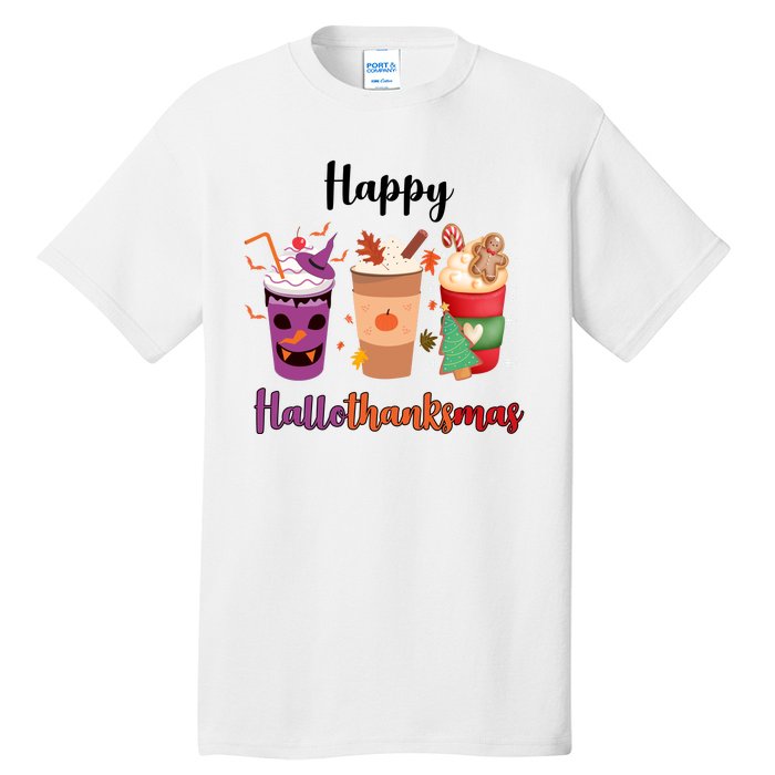 Happy Halloween Thanksgiving Christmas Coffee Lover Tall T-Shirt