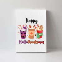 Happy Halloween Thanksgiving Christmas Coffee Lover Canvas