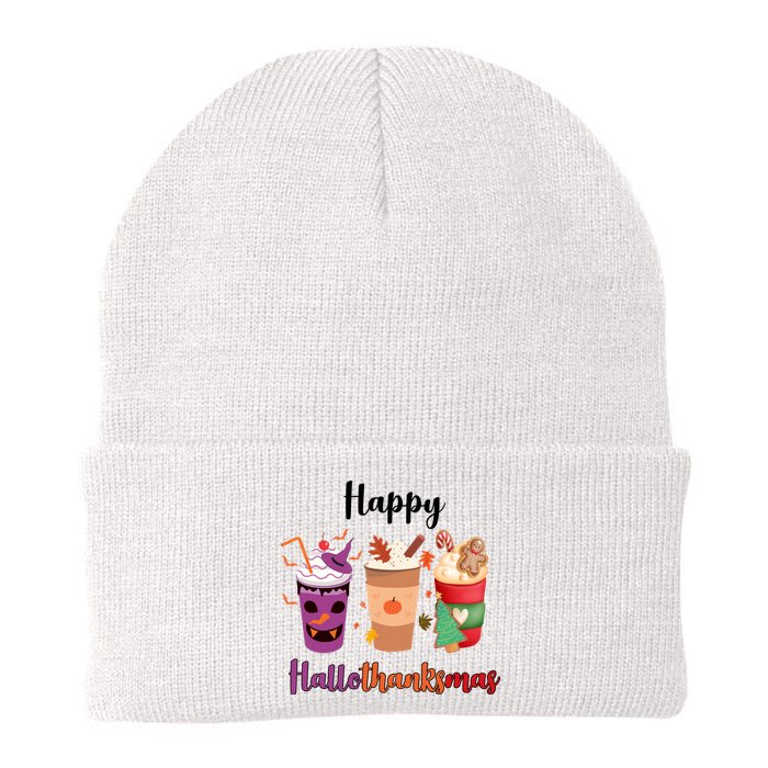 Happy Halloween Thanksgiving Christmas Coffee Lover Knit Cap Winter Beanie