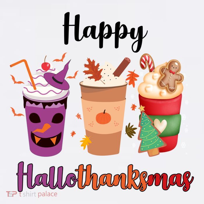 Happy Halloween Thanksgiving Christmas Coffee Lover Flatbill Hat