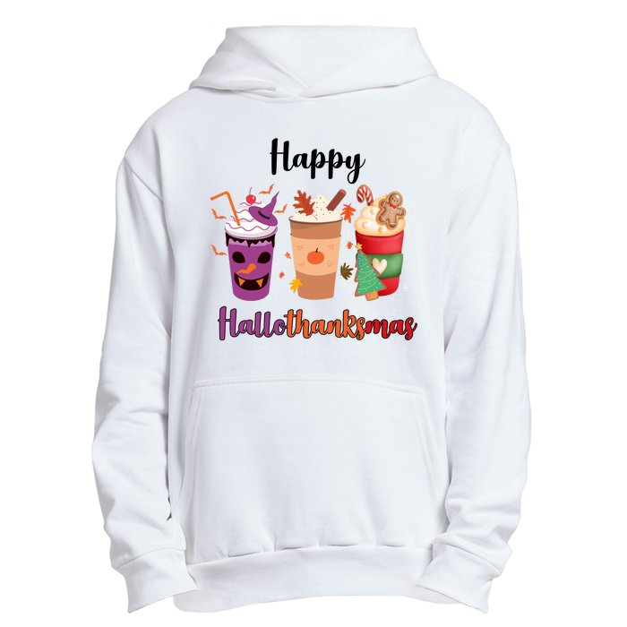 Happy Halloween Thanksgiving Christmas Coffee Lover Urban Pullover Hoodie