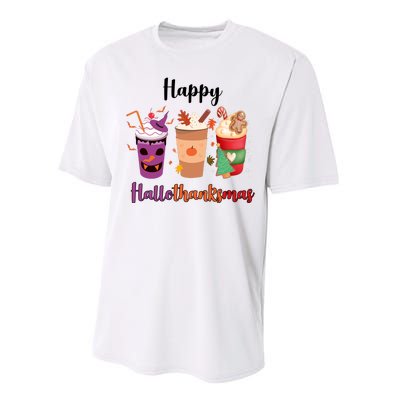 Happy Halloween Thanksgiving Christmas Coffee Lover Performance Sprint T-Shirt