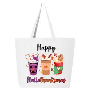 Happy Halloween Thanksgiving Christmas Coffee Lover 25L Jumbo Tote