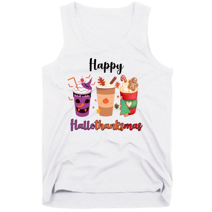 Happy Halloween Thanksgiving Christmas Coffee Lover Tank Top