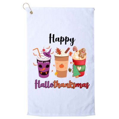 Happy Halloween Thanksgiving Christmas Coffee Lover Golf Towel