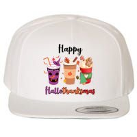 Happy Halloween Thanksgiving Christmas Coffee Lover Wool Snapback Cap