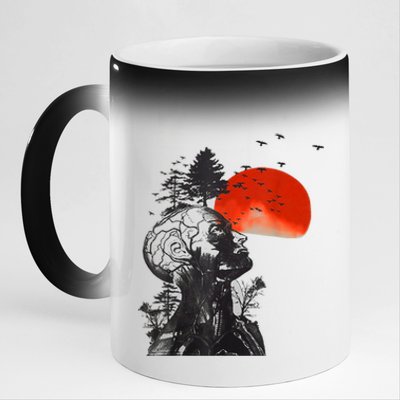 Hangover Human Tree Surreal Artistic Sunset 11oz Black Color Changing Mug