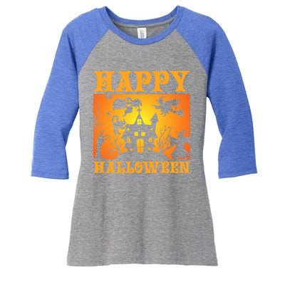 Happy Halloween This Is My Halloween Costume It's Scary Meaningful Gift Women's Tri-Blend 3/4-Sleeve Raglan Shirt