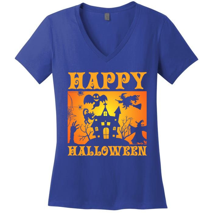 Happy Halloween This Is My Halloween Costume It's Scary Meaningful Gift Women's V-Neck T-Shirt