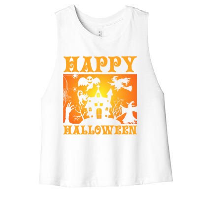 Happy Halloween This Is My Halloween Costume It's Scary Meaningful Gift Women's Racerback Cropped Tank