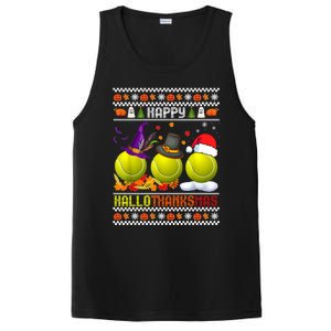 Happy Hallothanksmas Tennis Halloween Thanksgiving Xmas Gift PosiCharge Competitor Tank