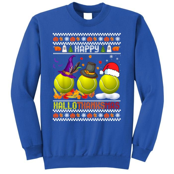 Happy Hallothanksmas Tennis Halloween Thanksgiving Xmas Gift Sweatshirt