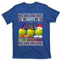 Happy Hallothanksmas Tennis Halloween Thanksgiving Xmas Gift T-Shirt