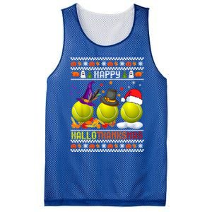 Happy Hallothanksmas Tennis Halloween Thanksgiving Xmas Gift Mesh Reversible Basketball Jersey Tank