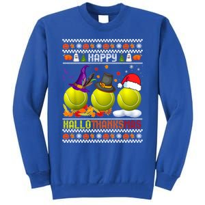 Happy Hallothanksmas Tennis Halloween Thanksgiving Xmas Gift Tall Sweatshirt