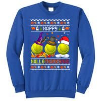 Happy Hallothanksmas Tennis Halloween Thanksgiving Xmas Gift Tall Sweatshirt