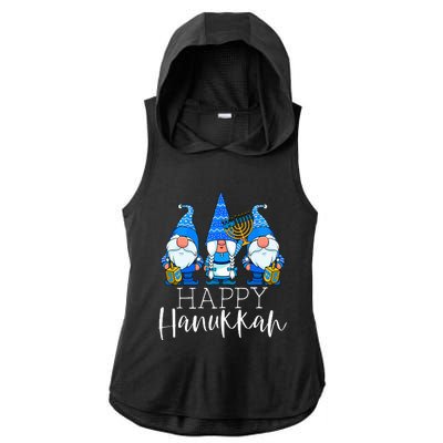 Happy Hanukkah Three Gnomes Jewish Gnome Lover Chanukah Gift Ladies PosiCharge Tri-Blend Wicking Draft Hoodie Tank