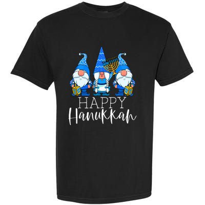 Happy Hanukkah Three Gnomes Jewish Gnome Lover Chanukah Gift Garment-Dyed Heavyweight T-Shirt