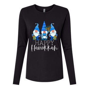 Happy Hanukkah Three Gnomes Jewish Gnome Lover Chanukah Gift Womens Cotton Relaxed Long Sleeve T-Shirt