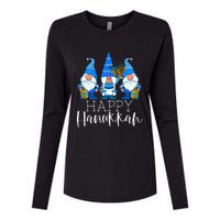 Happy Hanukkah Three Gnomes Jewish Gnome Lover Chanukah Gift Womens Cotton Relaxed Long Sleeve T-Shirt