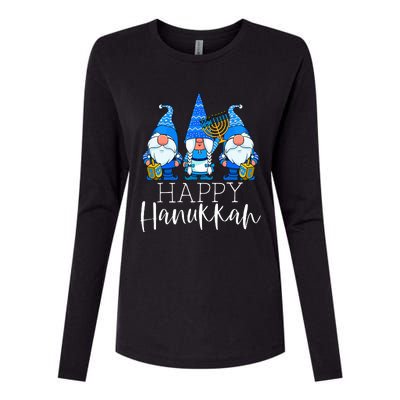 Happy Hanukkah Three Gnomes Jewish Gnome Lover Chanukah Gift Womens Cotton Relaxed Long Sleeve T-Shirt