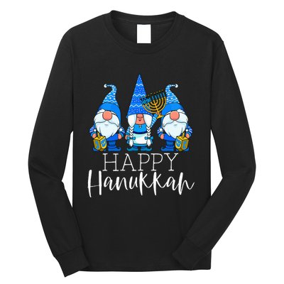 Happy Hanukkah Three Gnomes Jewish Gnome Lover Chanukah Gift Long Sleeve Shirt